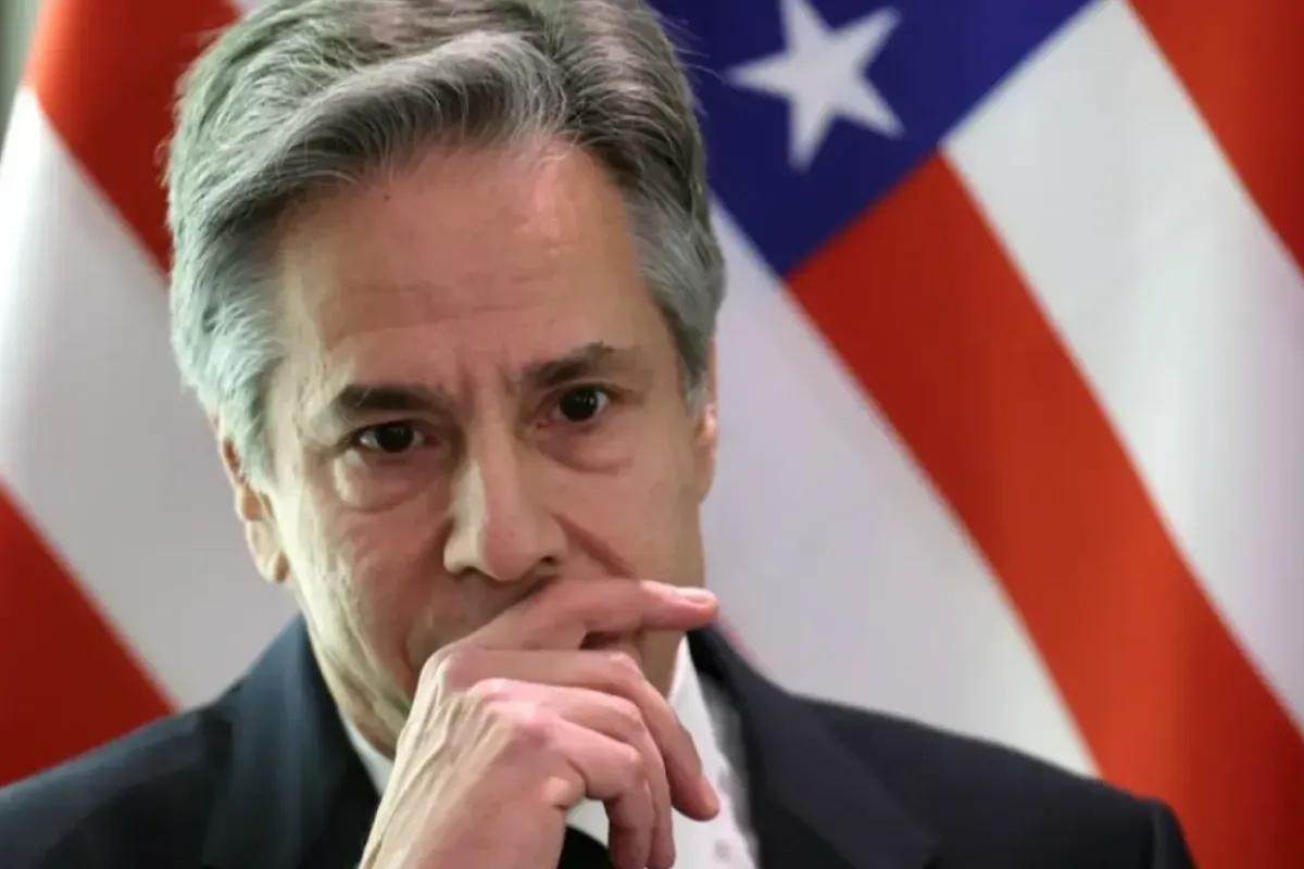 Secretarul de stat al SUA Antony Blinken în timpul declarațiilor presei cu președintele israelian înaintea întâlnirii lor de la Tel Aviv, Israel, 09 ianuarie 2024. Vizita oficială a lui Blinken în Israel, a patra de la atacul Hamas din 07 octombrie, face parte din călătoria sa în regiune.