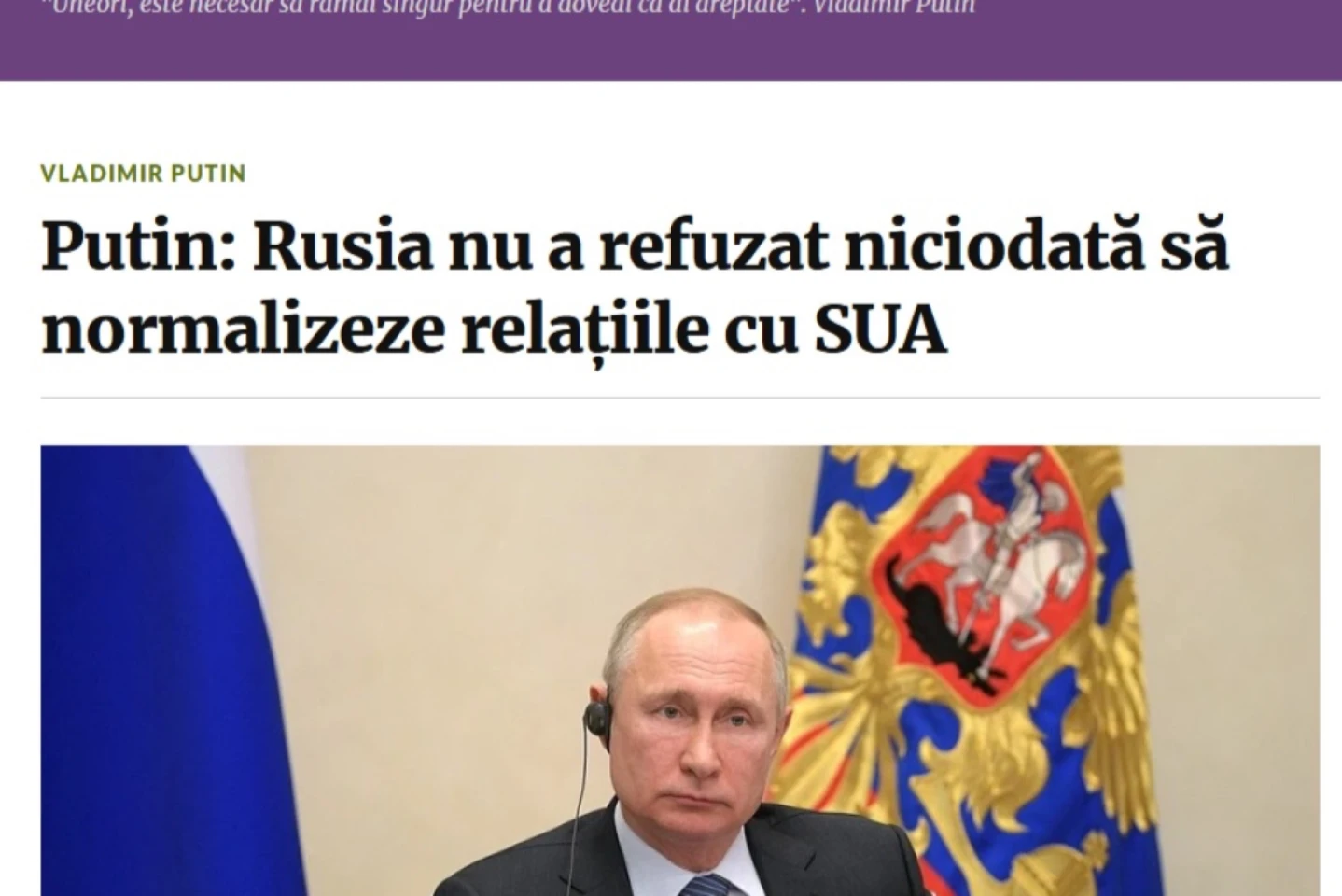 FAKE NEWS: SUA refuză normalizarea relaţiilor cu Rusia