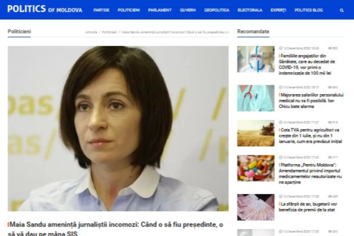 Maia Sandu vrea să îngrădească libertatea presei