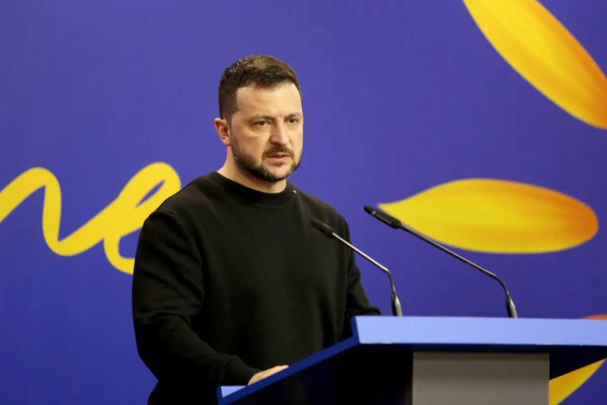 Președintele Ucrainei Volodymyr Zelensky la Tirana, Albania, 28 februarie 2024.