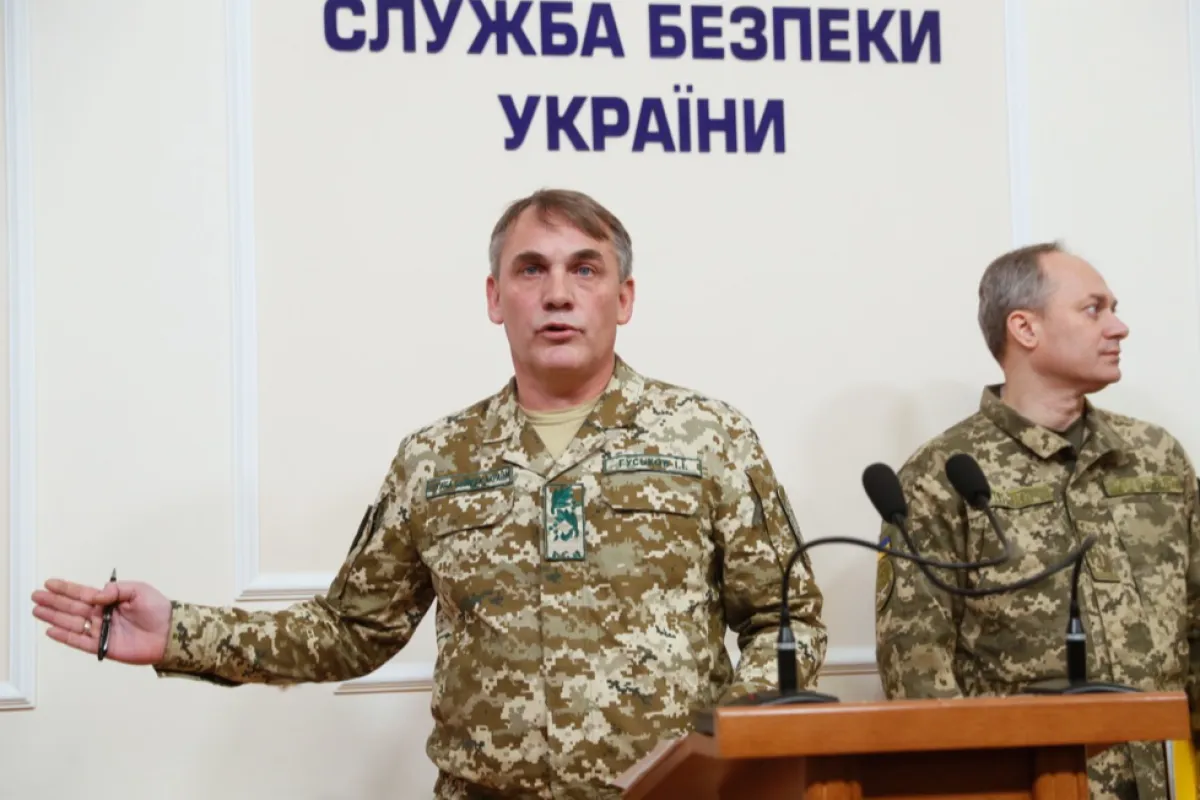 Ihor Huskov, șeful de stat major al Serviciului de Securitate al Ucrainei (SBU) vorbește cu jurnaliştii în timpul unei conferinţe de presă la Kiev, Ucraina, 30 noiembrie 2018.